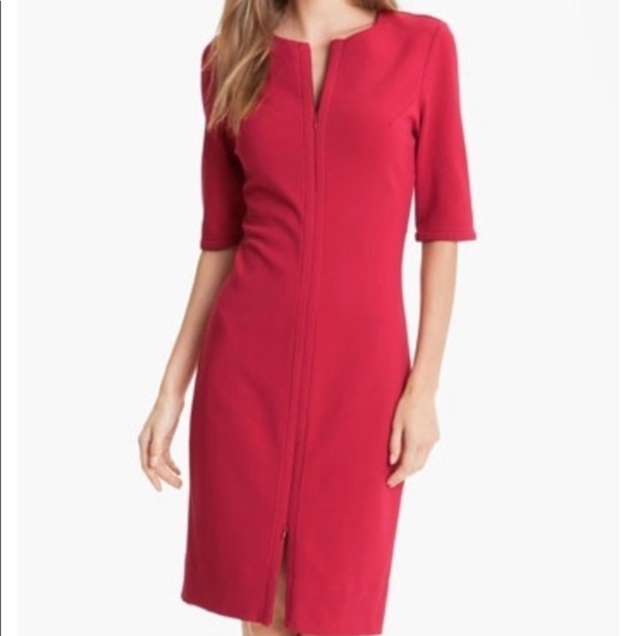 NWT Diane von Furstenberg Scarlet Red Saturn Stretch Sheath Dress, Sz 2 - Picture 1 of 17